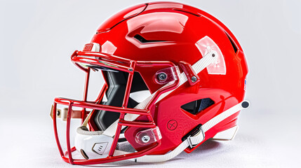 Red American Football Helmet: Red American football helmet isolated on a white background.