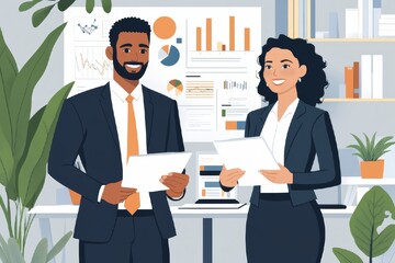 Poster - Business Professionals Reviewing Documents