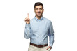 © Damir Khabirov - I have a great idea. Handsome businessman pointing up with index finger. Eureka, solution gesture