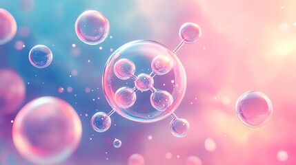 A close-up view of colorful bubbles floating in a dreamy, soft-focus background, creating a whimsical and enchanting atmosphere.