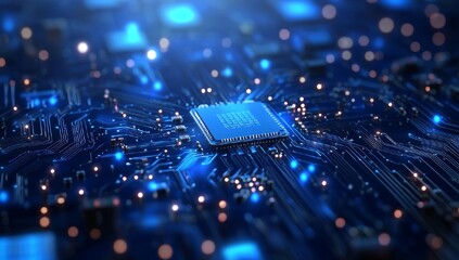 Poster - Close-up of a Circuit Board with a Processor