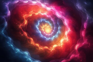 Wall Mural - mesmerizing fractal artwork with swirling patterns in vibrant neon colors intricate geometric shapes