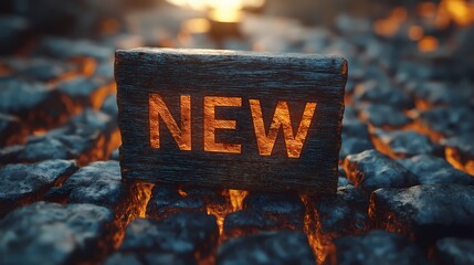 Wall Mural - new way vs old way. concept, new opportunities, direction of development, written on wooden blocks, 
