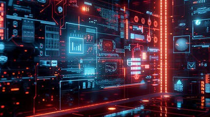 Poster - a multi-layered cybersecurity defense system with firewalls, intrusion detection systems, and secure access points, futuristic data protection system cyber technology 