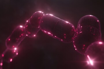 Poster - Futuristic Neon Molecule Structure in Dark Setting Emphasizing Advanced Scientific Concepts