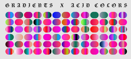 Poster - Set of various holographic vivid gradients for graphic design. 