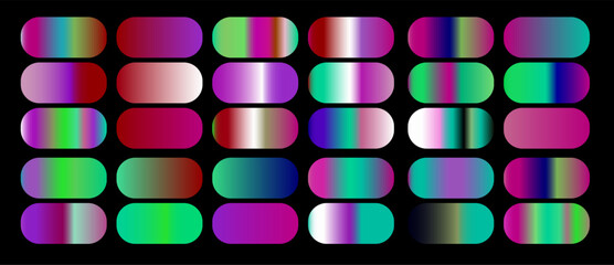 Poster - Collection of various holographic opalescent gradients for graphic design. 