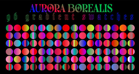Wall Mural - Collection of Aurora Borealis gradients. Color swatches in The Northern Lights colors.