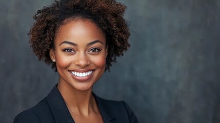 Wall Mural - african american woman smiling confidently in professional setting