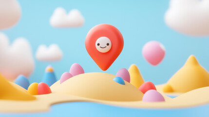 Poster - A sleek 3D pin icon rendered in modern flat style, showcasing vibrant textures for a playful look.
