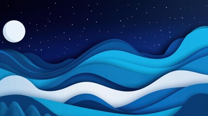 Sticker - Explore an abstract deep blue backdrop with curvy textures, creating a modern, playful flat illustration vibe.