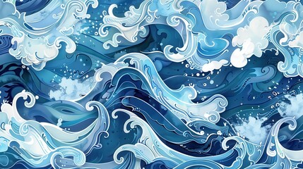 Wall Mural - colorful waves crest and crash against each other, creating a vibrant display of oceanic energy in t