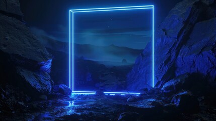 Poster - Neon Portal in a Mystical Landscape