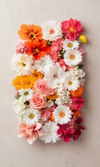 Poster - Colorful Floral Pattern Featuring Roses, Lilies, and Daisies Against Light Background, Cheerful and Visually Appealing Design
