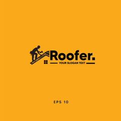 Wall Mural - rooder, handyman, worker, logo simple silhouete, black and wahite construction logo, black and white worker logo, roof service logo