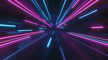 Wall Mural - Neon Lights Tunnel