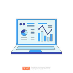Poster - Laptop with Financial Dashboard, Data Analytics, Statistics and Business Reports on Screen.