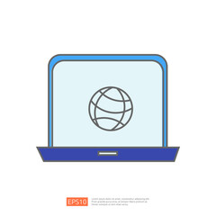 Poster - Laptop with Globe Icon, Internet, Technology, Computer, Digital