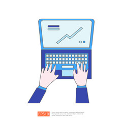 Poster - Hands Typing on Laptop with Graph on Screen, Business Analysis, Data Analysis, Finance
