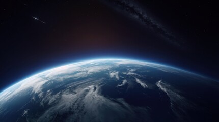 Wall Mural - earth's bend under starry skies, glowing city lights on continents
