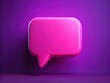 © Adisorn - Vibrant pink speech bubble pops against a rich purple background, symbolizing lively online conversations, social media exchanges, and digital communication in a modern 3D rendering.