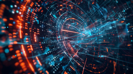 Fototapete - concept of data encryption with a visual representation of data being transformed into an encrypted 