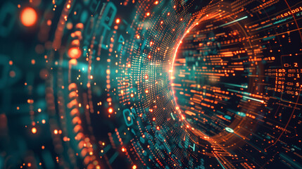 Fototapete - concept of data encryption with a visual representation of data being transformed into an encrypted 