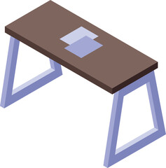 Poster - Modern desk with a laptop showing is standing in isometric view, perfect for architectural drawings