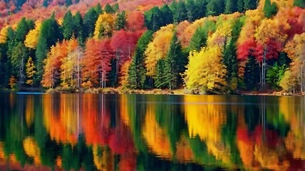 Wall Mural - lake with mountains in the background