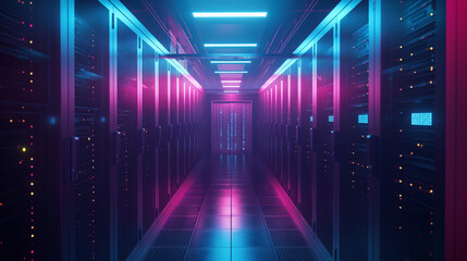 Fototapete - a digital fortress or secure server room with fortified walls, biometric access points, and surveill