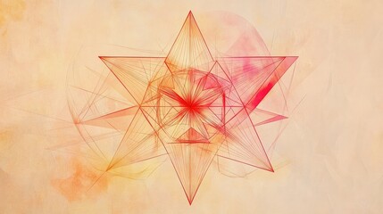 Aufkleber - Abstract line drawing of a geometric star, set against a softly colored background for text addition