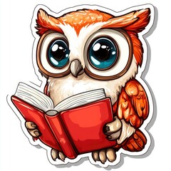 Wall Mural - Cute Owl Reading a Book