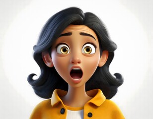 Surprised shocked scared cartoon character young woman teen girl person