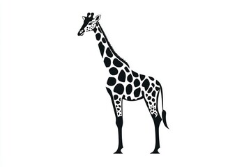 Sticker - Black and White Giraffe Silhouette