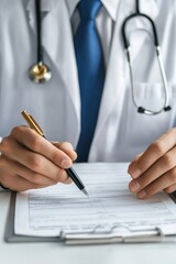 Wall Mural - A close-up view of a doctor intensely reviewing cancer screening charts, looking for signs of remission.