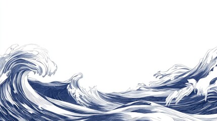 Poster - artistic abstract line art of waves crashing, with an empty background area perfect for text