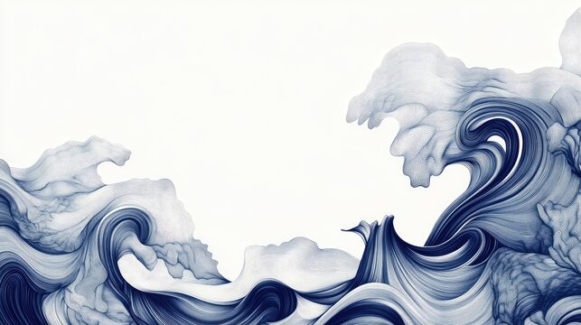Artistic abstract line art of waves crashing, with an empty background area perfect for text