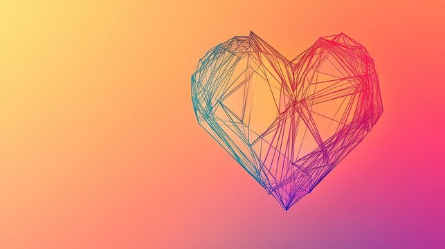 Bold abstract line drawing of a geometric heart, with a vibrant gradient background perfect for text