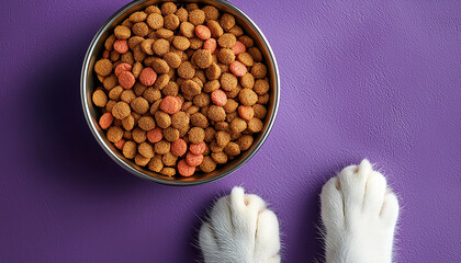 Sticker - Cute puppy eating from small dog bowl indoors generated by AI