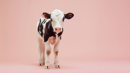 Wall Mural - Sweet calf on a light pink background 32k, full ultra HD, high resolution