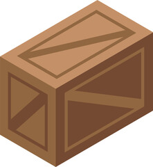 Poster - Simple wooden crate standing on the floor in isometric view