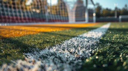 Sticker - Close-up of the penalty spot on a football field, ready for crucial moments.