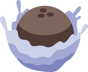 Sticker - Illustration of a whole coconut falling and splashing into milk, concept for coconut milk production or exotic cocktails