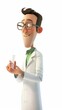 © jinna - A 4D cartoon scientist in a lab coat examining a t 261 3500 doctor, scientist, medicine, woman, laboratory, science, lab, chemistry, research, people, health, person, experiment, medical, liquid, chem