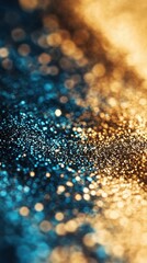 Poster - Glitter in golden and blue hues sparkles beautifully across a reflective surface
