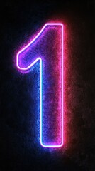 Poster - A glowing neon number one illuminates a dark surface, creating an eye-catching contrast in a nighttime atmosphere