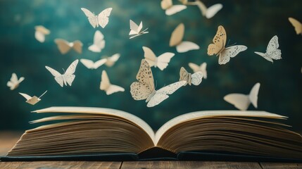 Butterflies Flying Out of Open Book