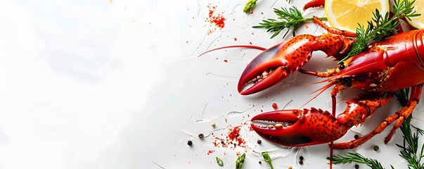 Wall Mural - A Cooked Lobster Claw with Lemon and Herbs