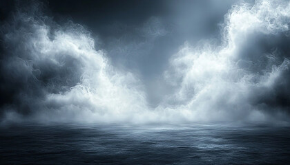 Canvas Print - Dark storm clouds over water create ominous atmosphere generated by AI