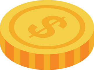 Poster - This golden coin is showing the dollar currency symbol in isometric view